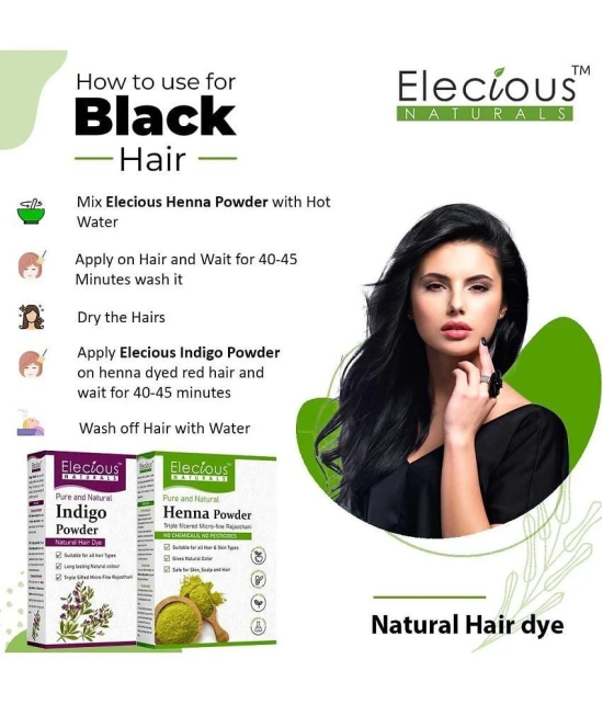 Elecious Naturals Indigo and Henna powder for Black Hair (200 grams each) | Natural Hair dye