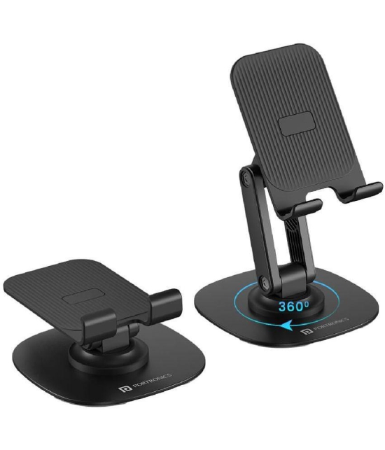 Portronics Foldable Mobile Stand for Smartphones and Tablets ( Black ) - Black