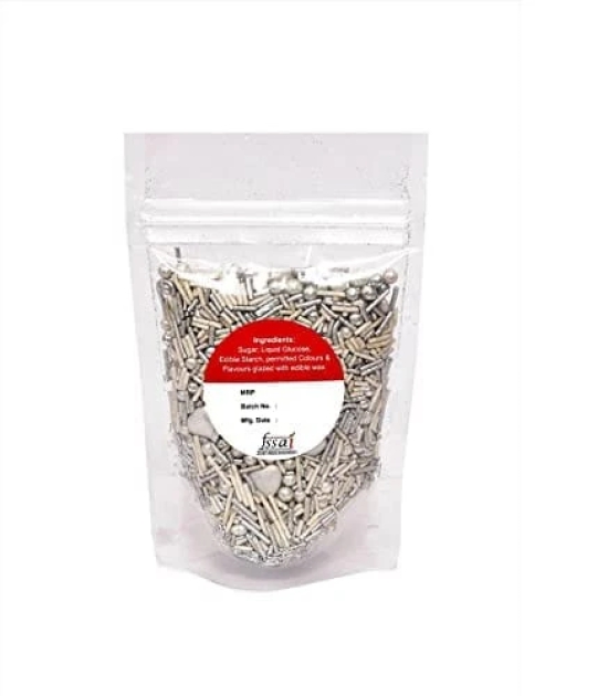 foodfrillz Silver-Mix Sprinkles, 50 g for cake decoration and toppings