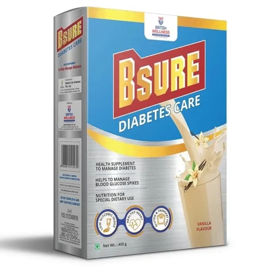 Bsure Diabetes Care- Balanced Vital Nutrients to Manage Blood Sugar, Weight & Strength Vanilla Flavour- 400gm.