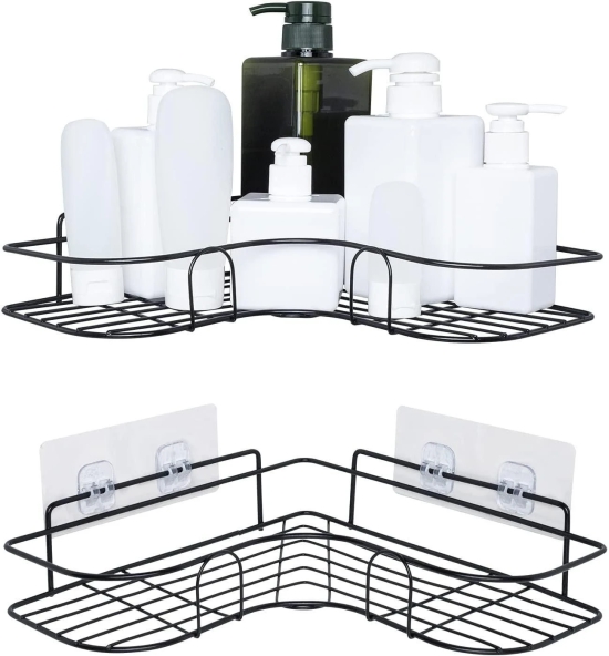 Uttamrobotics Corner Rack-Stainless Steel Self Adhesive Bathroom Shelf Corner Rack for Kitchen & Bathroom Shelves Bathroom