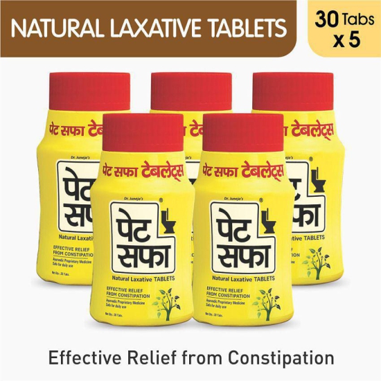 Pet Saffa Natural Laxative Tablets 30 Tablets, Pack of 5 (Helpful in Constipation, Gas, Acidity, Kabz), Ayurvedic Medicine