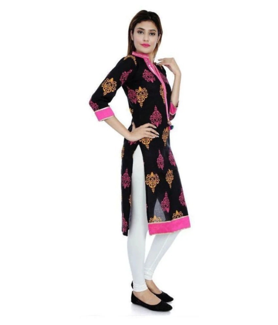 Divena Black Cotton Straight Kurti - XXL