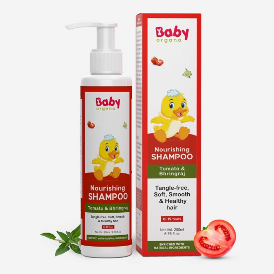 BabyOrgano Tomatino Baby Shampoo | Contains Tomato seeds, Lemon & Bhringraj | For Smooth and Healthy Hairs in Kids | 100% Ayurvedic