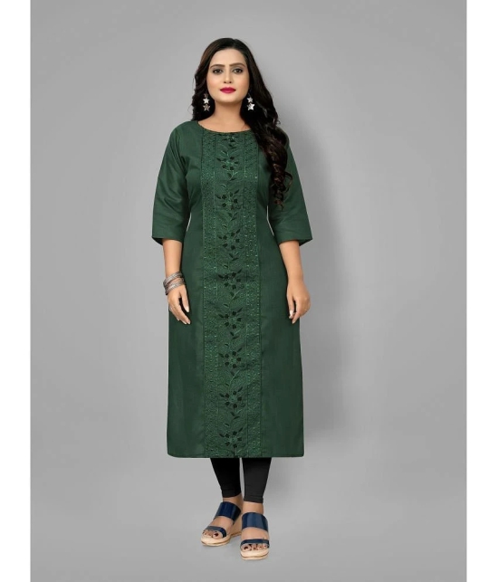 RIAANA - Green Cotton Blend Womens Straight Kurti ( Pack of 1 ) - None