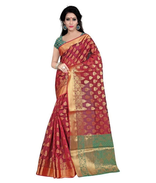 Gazal Fashions - Red Silk Saree With Blouse Piece (Pack of 1)