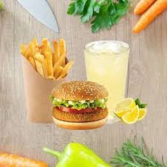 Veg Burger +Fries +Lime