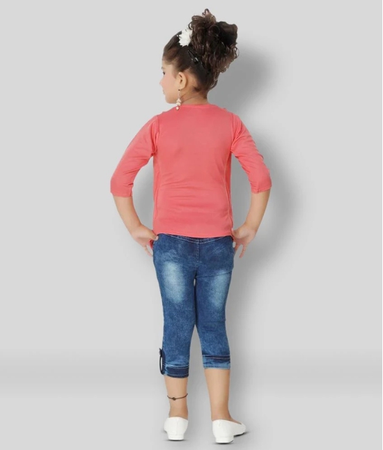 Arshia Fashions - Red Denim Girls Top With Capris ( Pack of 1 ) - None