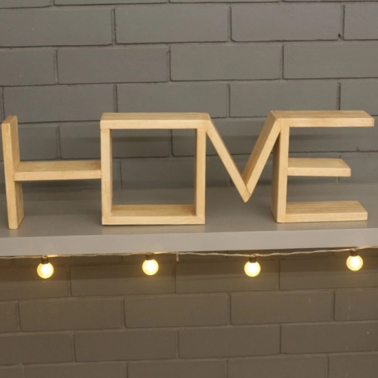 Barish Home DECORS - Home Table Shelf | Wooden Table Shelved in The Letters “Home” | Home Decor Piece | Handcrafted with Rubberwood | 28 x 8 x 3.5 (H x B x D)