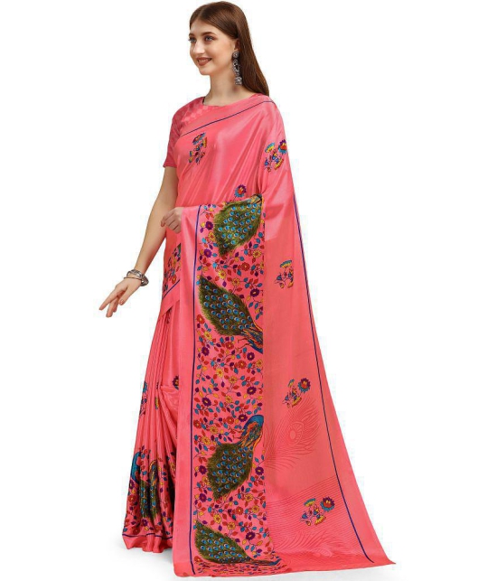 LEELAVATI - Pink Crepe Saree With Blouse Piece ( Pack of 1 ) - Pink