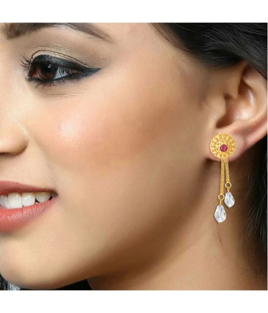 Vighnaharta Golden Drop Earrings ( Pack of 1 ) - Golden