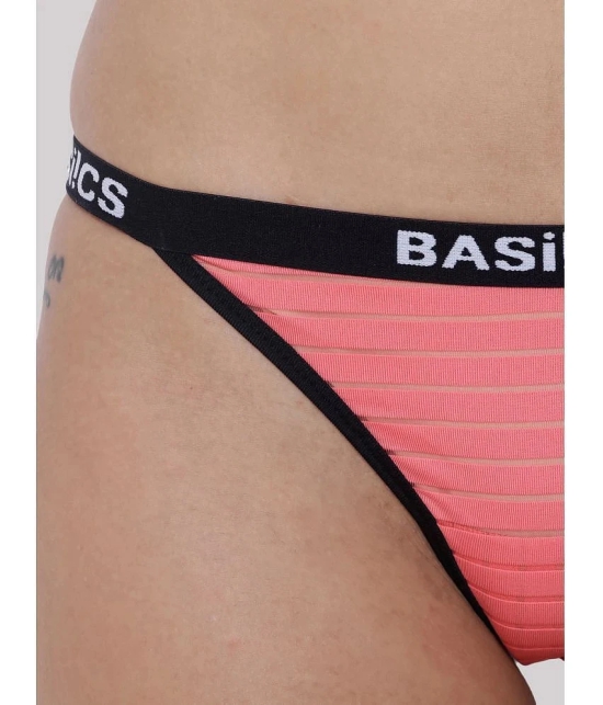 BASIICS By La Intimo Pack of 1 Polyester Striped Womens Crotchless ( Coral ) BCPTH01 - None