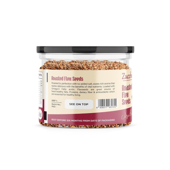 Zucchero Roasted Flaxseed, Unsalted, 200g - Omega-3 | Super Food | Nutty Flavour _ Dry Roasting | Oil-Free| Slow baked Seeds