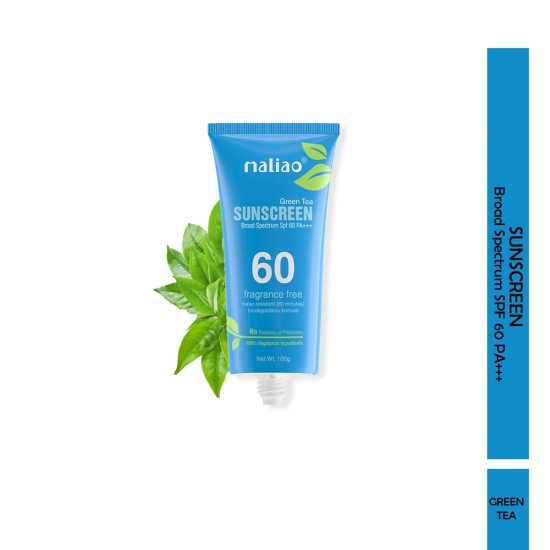 Maliao Green Tea Water Resistant Paraben & Phthalates Free Sunscreen Broad Spectrum SPF 60PA+++ 100g