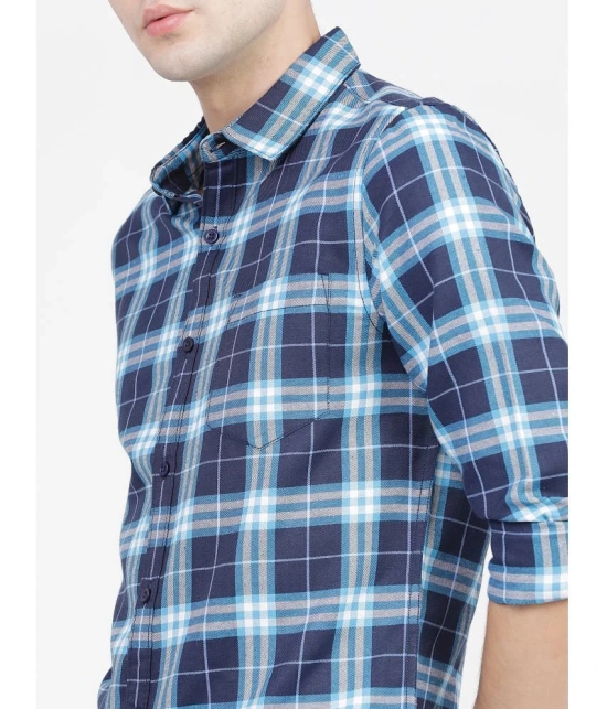 Ketch Cotton Blend Slim Fit Checks Full Sleeves Mens Casual Shirt - Blue ( Pack of 1 ) - None