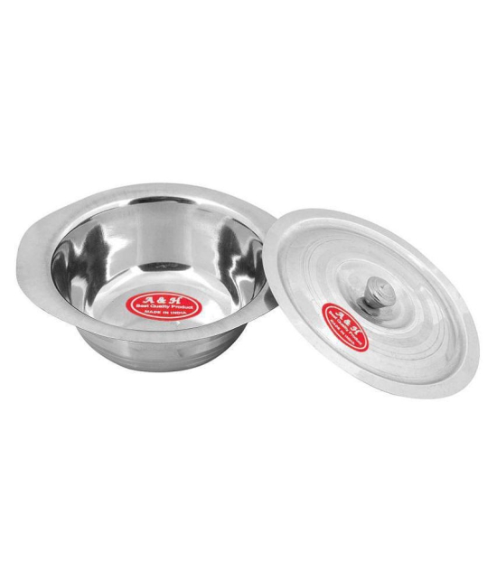 A & H ENTERPRISES Set of 1 Pc Serving Bowls With Lid ( Dongas ) & 1 Serving Spoon - Stainless Steel