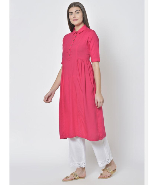 Pistaa - Pink Viscose Women's Flared Kurti ( Pack of 1 ) - None