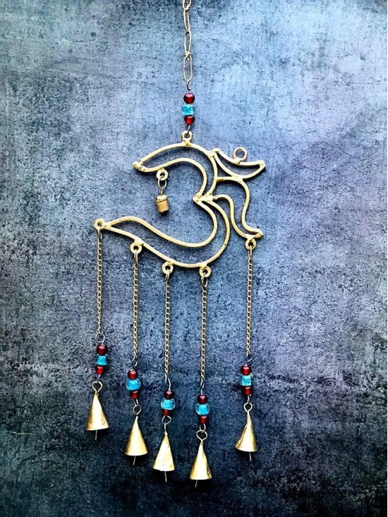 Metal Windchime Wall Hanging, Feng Shui, Wall Art, Wall Decor,  Rustic Wall Hangings,-Multicolor