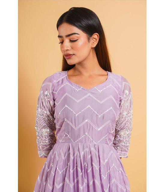 Estela - Purple Anarkali Organza Women's Stitched Salwar Suit ( Pack of 1 ) - None