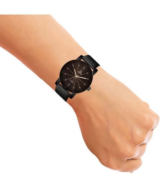 Septem Black Leather Analog Mens Watch