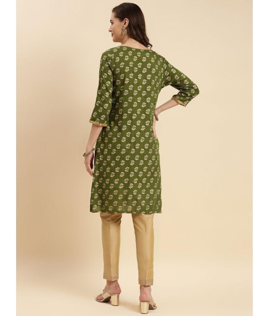 Rangita Women Green Rayon Printed Knee Length Straight Kurti - None