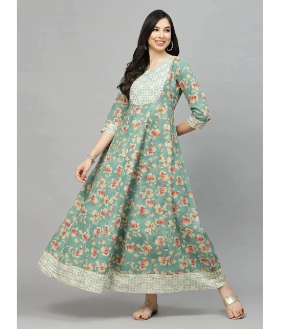 Stylum Viscose Blend Printed Anarkali Womens Kurti - Green ( Pack of 1 ) - None