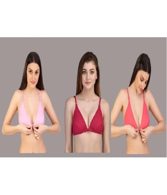 Desiprime - Multicolor Cotton Non Padded Womens Everyday Bra ( Pack of 3 ) - None