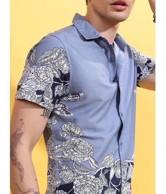 Ketch 100% Cotton Regular Fit Printed Half Sleeves Mens Casual Shirt - Blue ( Pack of 1 ) - None