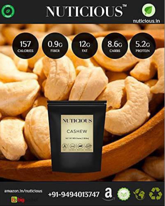 NUTICIOUS Cashew Nuts /Kaju-900 g kaju,Jumbo cashew)