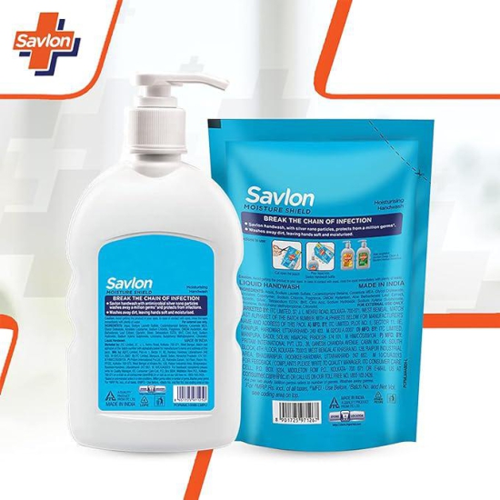 Savlon Moisture Shield Germ Protection Liquid Hand Wash Pump Plus Refill Pouch 200 Ml Plus 175 Ml