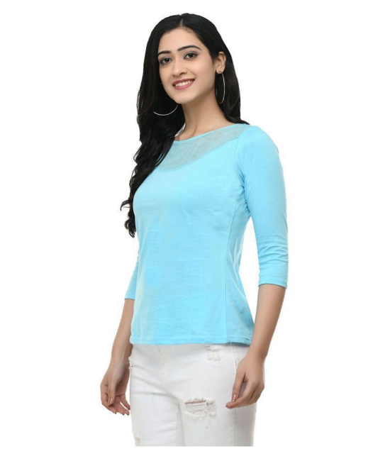 SAAKAA Poly Viscose Regular Tops - Turquoise - L