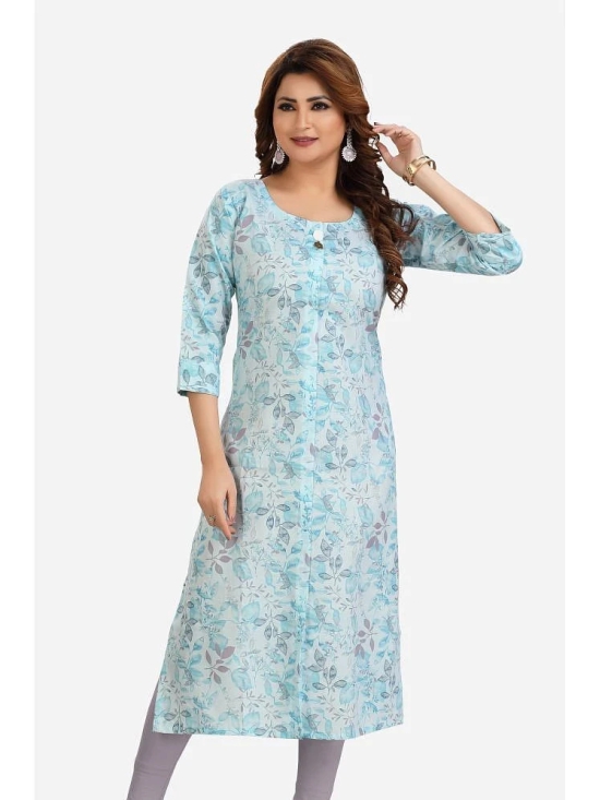 Meher Impex Cotton Printed Straight Womens Kurti - Turquoise ( Pack of 1 ) - None