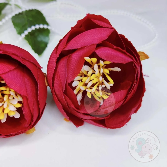 Big Cabbage Fabric Roses - Red