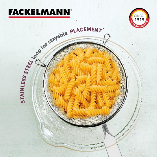 Fackelmann Stainless Steel Strainer, 20 Cm | Ideal for Draining Pasta, Blanched Vegetables & Strain Soup | Strong, Durable & Rust-Resistant