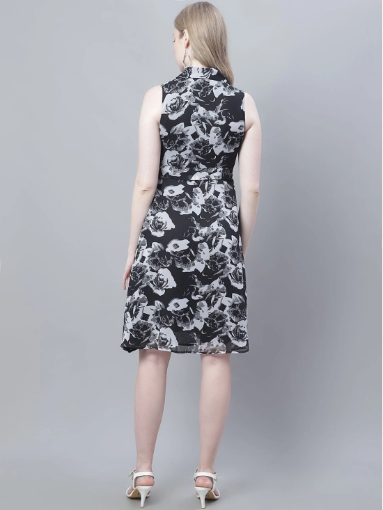 MINI & MING Floral Print Georgette Fit & Flare Dress