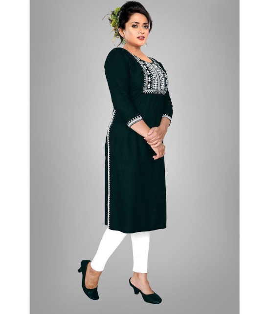 haya fashion - Green Rayon Women's Straight Kurti ( Pack of 1 ) - None