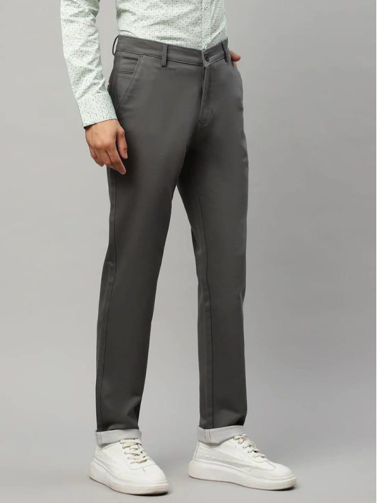 Rodamo  Men Grey Slim Fit Trousers