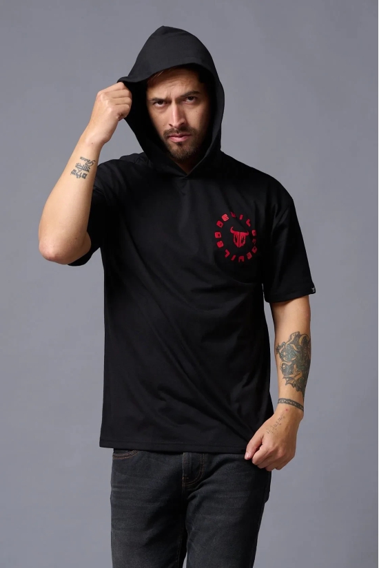 Red Devil Printed Hooded Oversized T-Shirt for Men L