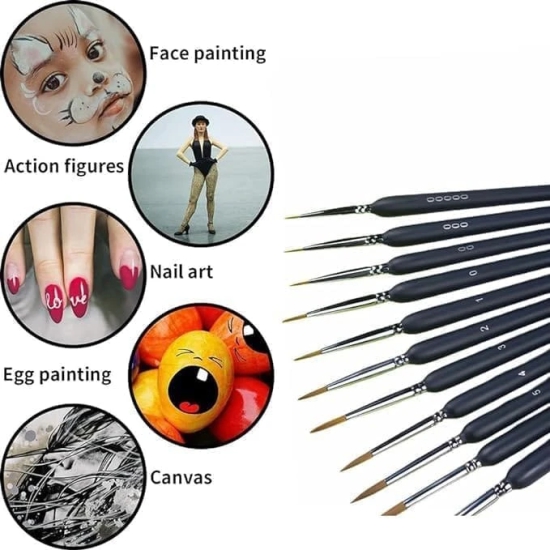 KIT & CO Miniature Paint Brushes, Detail Fine Tip Paint Brushes Set with Ergonomic Handle - Suitable for Acrylic Painting, Oil, Face, Nail, Scale Model Painting 6PCS Set(000,00,0,1,2,3)