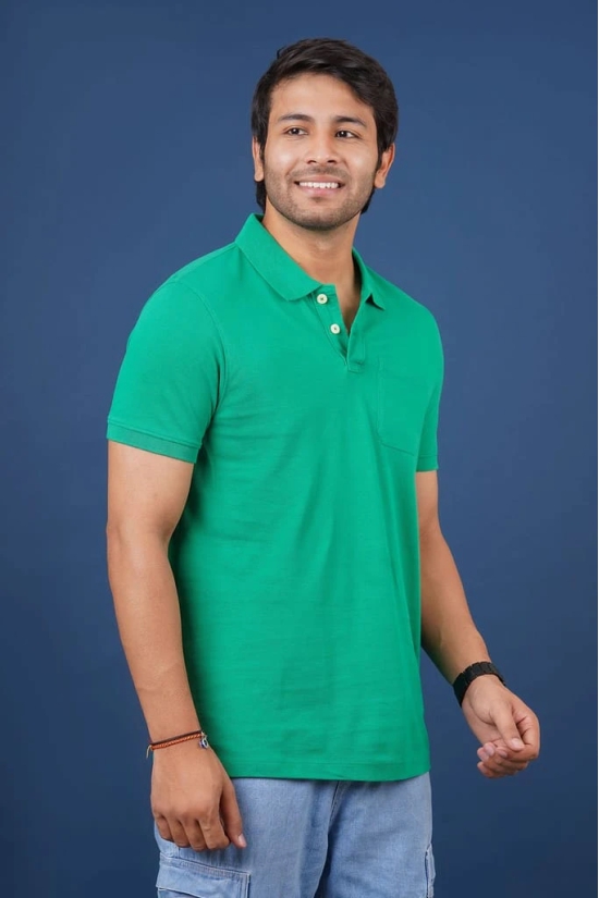 Men's Green  Pocket Polo T-Shirt