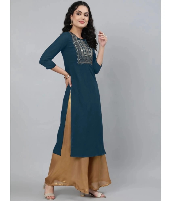 JASH CREATION - Blue Rayon Womens Straight Kurti ( Pack of 1 ) - None