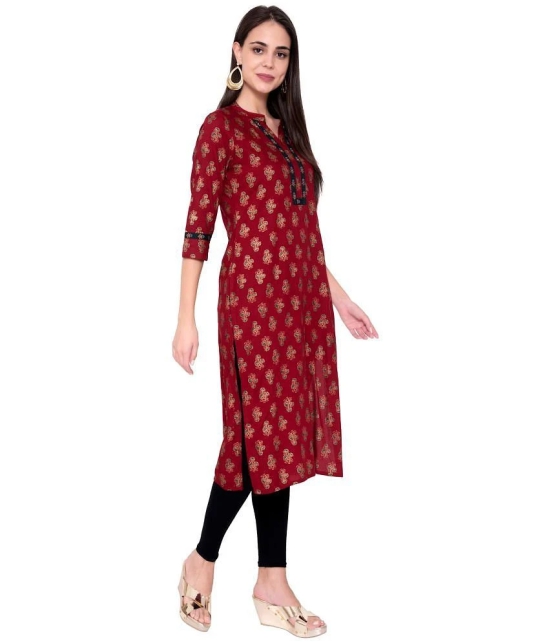 GOD BLESS Maroon Rayon Straight Kurti - Single - XXL