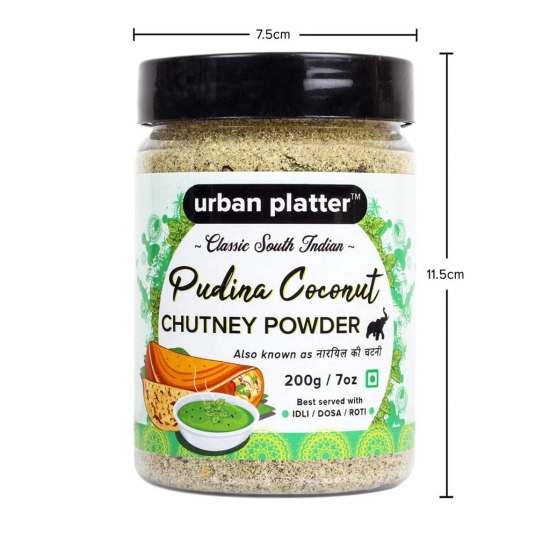 Urban Platter South Indian Style Instant Pudina (Mint) Coconut Chutney Powder, 200g / 7oz [Nariyal ki Chutney, Just Add Water]