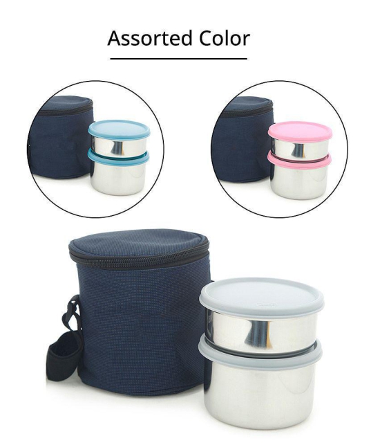 HOMETALES Stainless Steel Lunch/Tiffin Box,350ml,500ml,Assorted Color (2U), With Soft Pouch