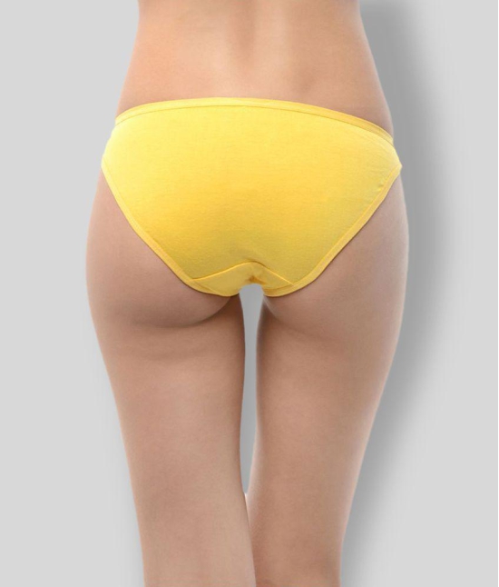 Leading Lady - Yellow Cotton Solid Womens Bikini ( Pack of 1 ) - S