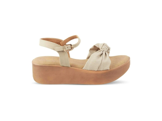 Tresmode Brera Beige Womens Platform Wedge Sandals- 36