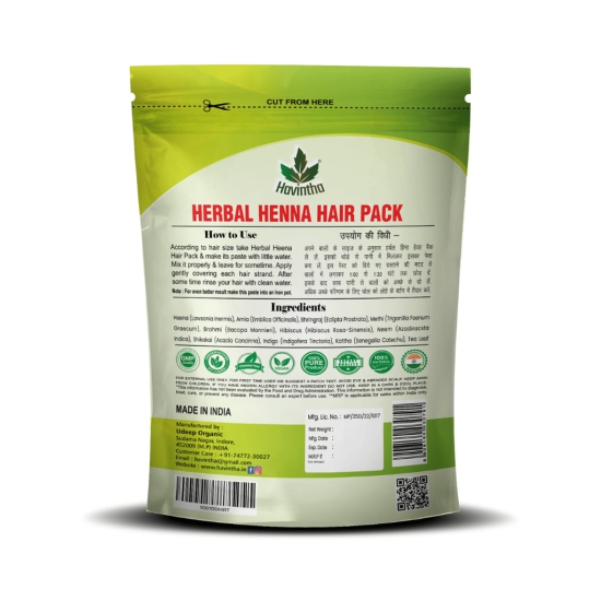 Havintha Natural Herbal Henna 11 Herbs Mix Hair Pack, Product Of Havintha, 227G