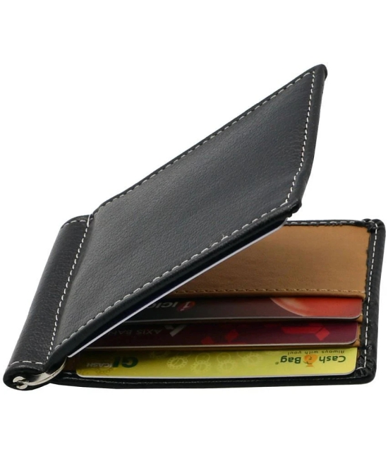 Loopa Black Leather Credit/Debit Card Card Holder For Men - Black