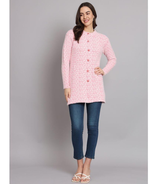 eWools.in Woollen Round Neck Women''s Buttoned Cardigans - Pink ( ) - None