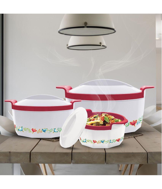 Milton - White Steel Thermoware Casserole ( Set of 3 , 1350 mL ) - White